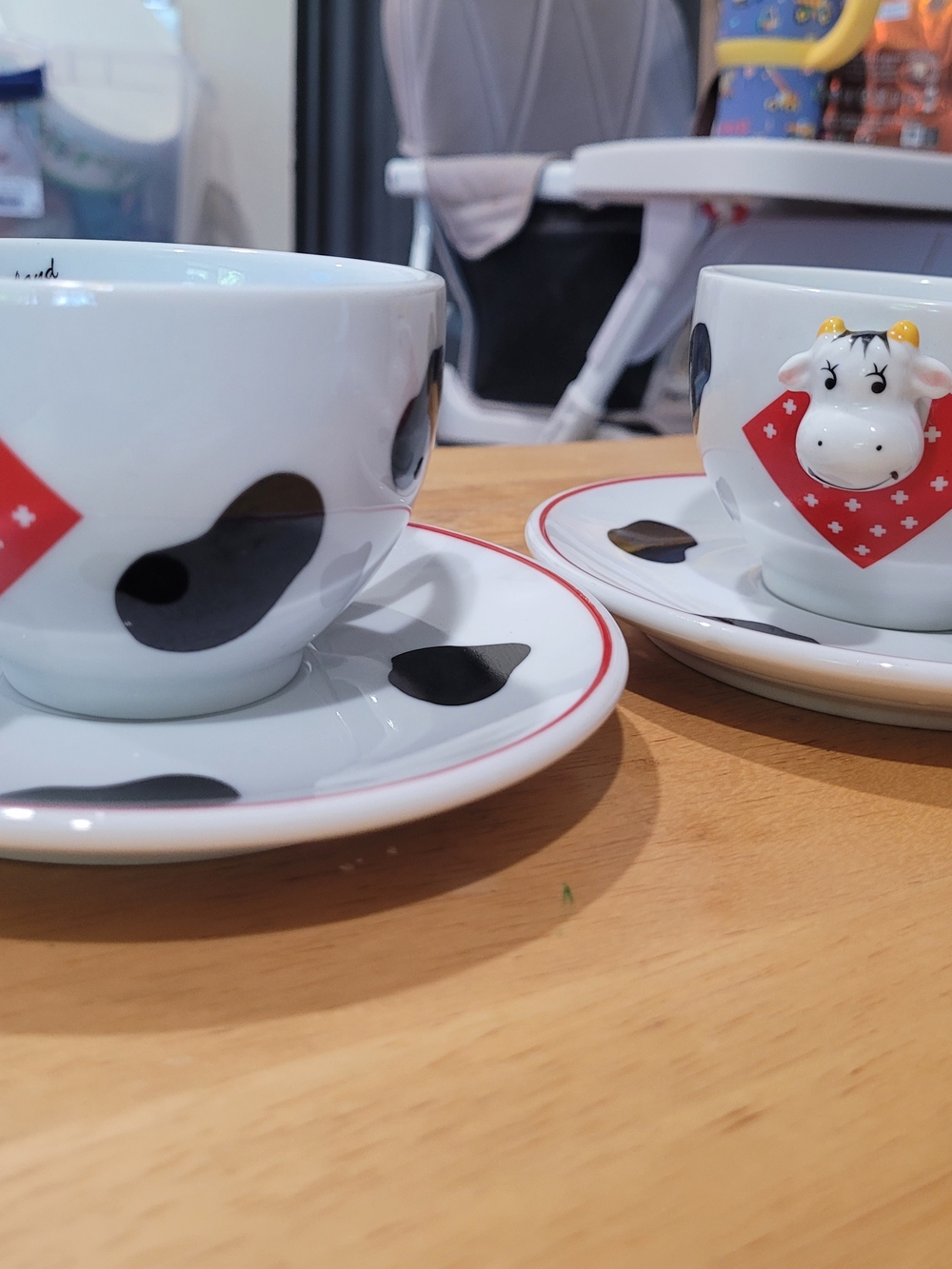 Cow Print Ceramic Teacup and Saucer Set - Set Of 2